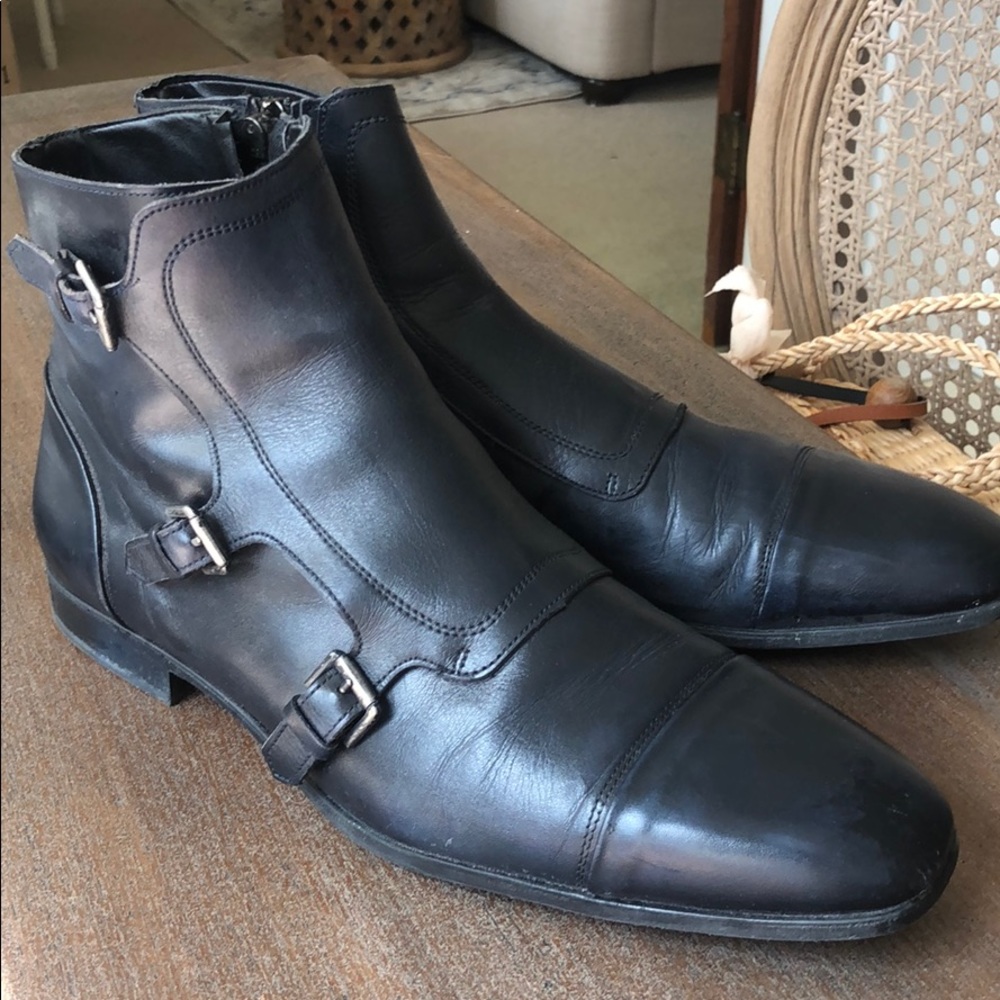 Men’s Buckle Leather Chelsea Boots